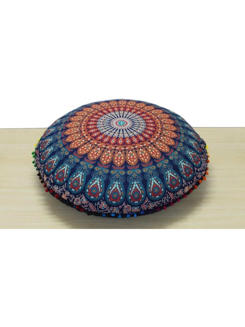 Boho Round Mandala Floor Pillow Cover - 32" Decorative Cushion for Yoga & Home